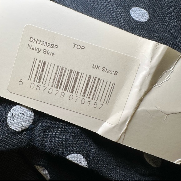 NWT Luca Vanucci Navy Blue Polka Dot Sleeveless Linen Tank Size S - Picture 3 of 10